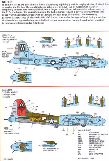 Kits-World KW148001 1:48 Boeing B-17G Flying Fortress