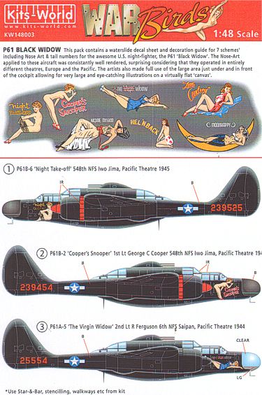 Kits-World KW148003 1:48 Northrop P-61A/P-61B 'Black Widow'