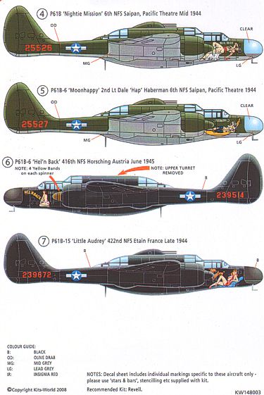 Kits-World KW148003 1:48 Northrop P-61A/P-61B 'Black Widow'