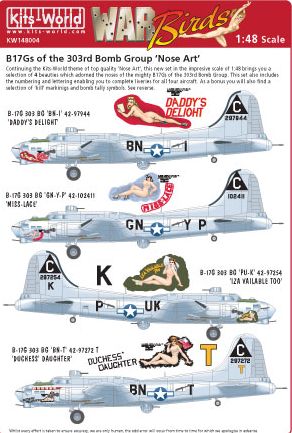 Kits-World KW148004 1:48 Boeing B-17G Flying Fortress Nose Art of the 303rd BG