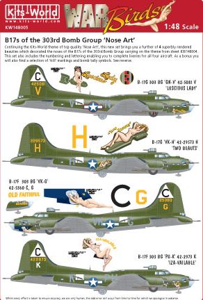 Kits-World KW148005 1:48 Boeing B-17F Flying Fortress Nose Art of the 303rd BG