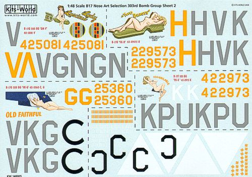 Kits-World KW148005 1:48 Boeing B-17F Flying Fortress Nose Art of the 303rd BG