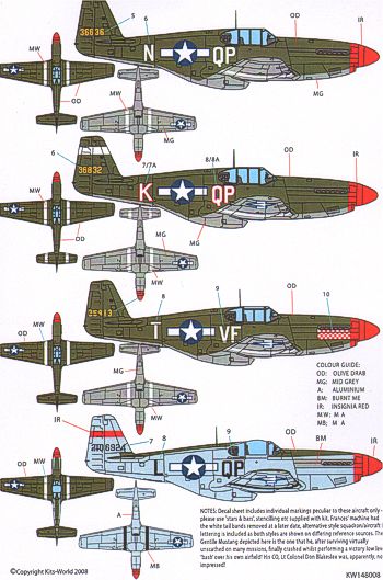 Kits-World KW148008 1:48 North-American P-51B Mustang 4th FG Nose Art