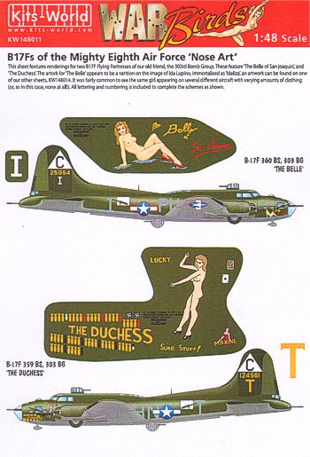 Kits-World KW148011 1:48 Boeing B-17F Flying Fortress Mighty Eighth AF âNose Artâ Part 3