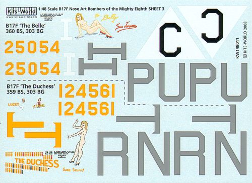 Kits-World KW148011 1:48 Boeing B-17F Flying Fortress Mighty Eighth AF âNose Artâ Part 3