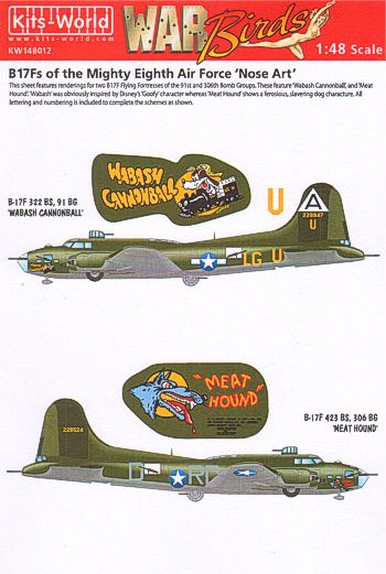 Kits-World KW148012 1:48 Boeing B-17F Flying Fortress Mighty Eighth AF âNose Artâ Part 4