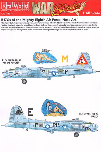 Kits-World KW148014 1:48 Boeing B-17G Flying Fortress 360th BS 303rd BG 8th AF Nose Art Part 2