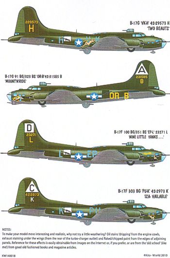 Kits-World KW148018 1:48 Boeing B-17G Flying Fortress General Numbering & Letters