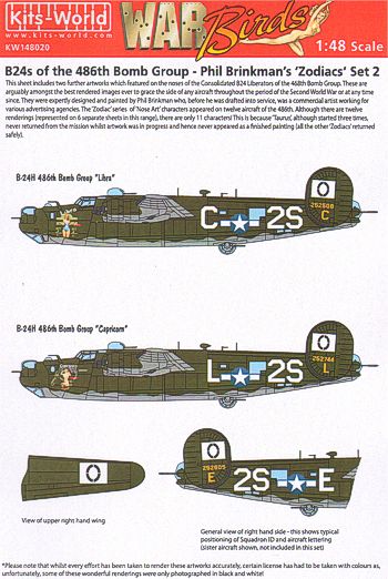 Kits-World KW148020 1:48 Consolidated B-24H Liberator Zodiacs Set 2