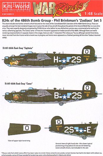 Kits-World KW148022 1:48 Consolidated B-24H Liberator Zodiacs Set 5