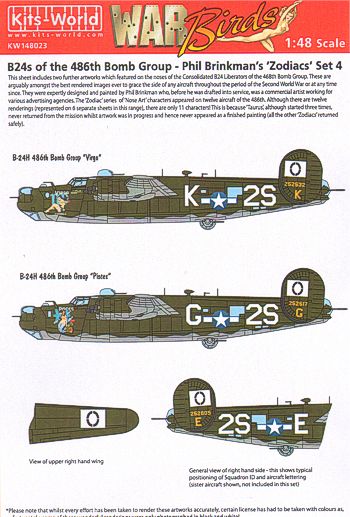 Kits-World KW148023 1:48 Consolidated B-24H Liberator Zodiacs Set 4