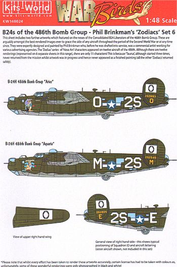 Kits-World KW148024 1:48 Consolidated B-24H Liberator Zodiacs Set 6