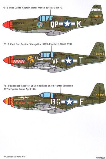 Kits-World KW148028 1:48 North-American P-51B/D Mustang General Numbering & Letters