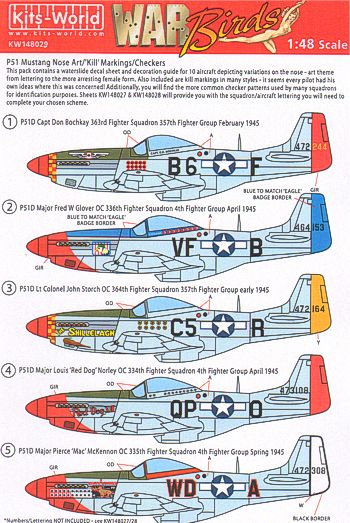 Kits-World KW148029 1:48 North-American P-51D Mustang Nose Art Selection 1