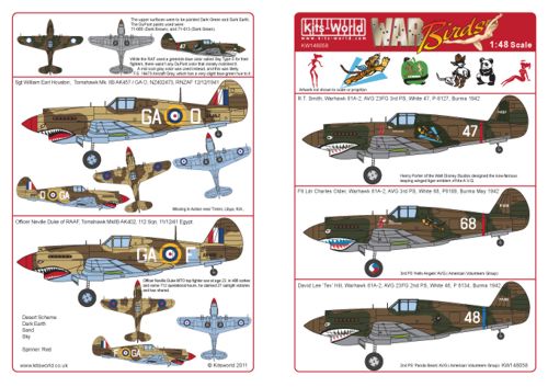 Kits-World KW148058 1:48 Curtiss P-40Bs of the RAF (112th Sqn) & the American Volunteer Group