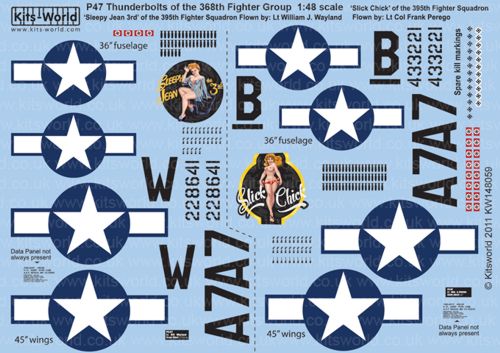 Kits-World KW148059 1:48 Republic P-47D Thunderbolt 368th FG 395th Fighter Squadron