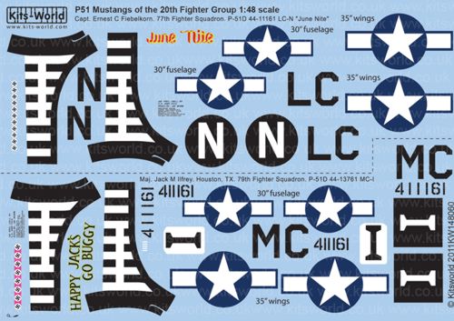 Kits-World KW148060 1:48 North-American P-51D 20th FG 77th & & 79th Fighter Squadron