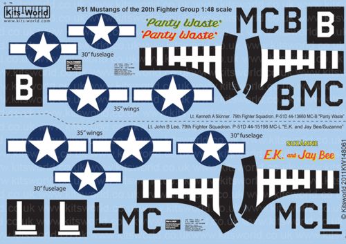 Kits-World KW148061 1:48 North-American P-51D Mustang 20th FG 79th Fighter Squadron