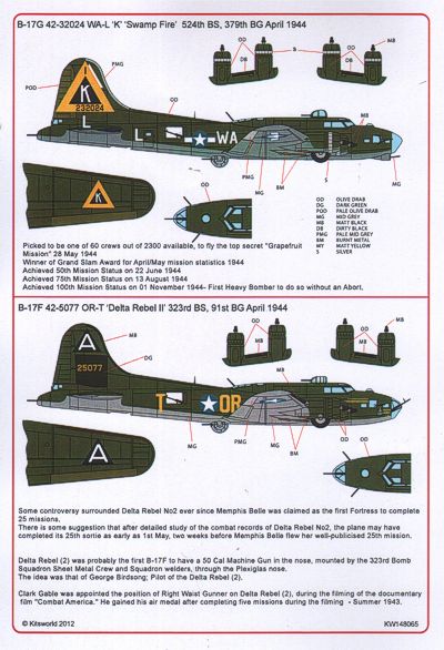 Kits-World KW148065 1:48 Boeing B-17G Flying Fortress