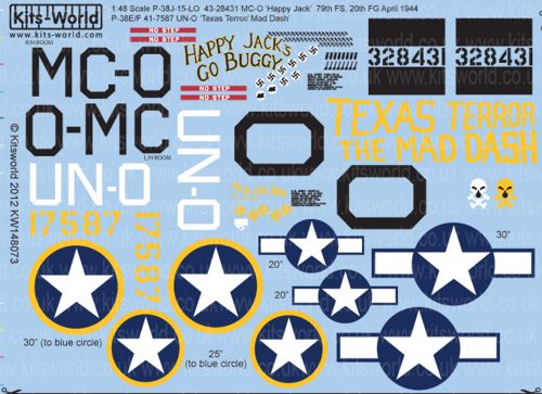 Kits-World KW148073 1:48 Lockheed P-38J Lightning