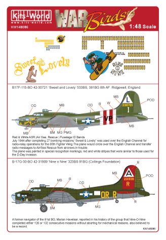 Kits-World KW148086 1:48 Boeing B-17F Flying Fortress