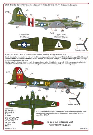 Kits-World KW148086 1:48 Boeing B-17F Flying Fortress