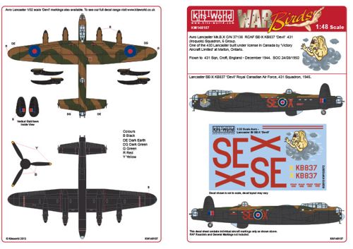 Kits-World KW148107 1:48 Avro Lancaster B.I/III