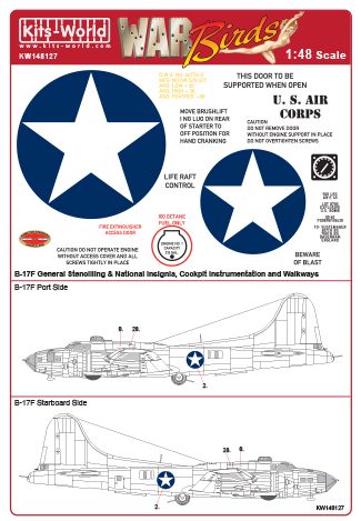 Kits-World KW148127 1:48 Boeing B-17F Flying Fortress Comprehensive General Stencilling