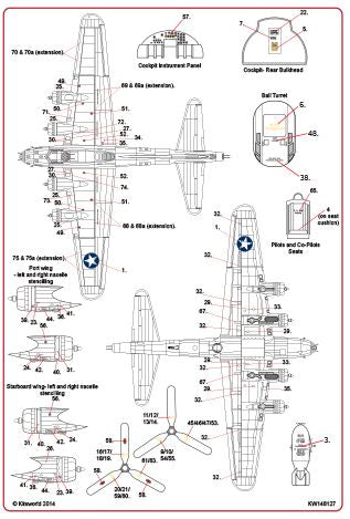 Kits-World KW148127 1:48 Boeing B-17F Flying Fortress Comprehensive General Stencilling