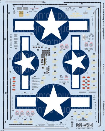 Kits-World KW148128 1:48 Boeing B-17G Flying Fortress Comprehensive General Stencilling