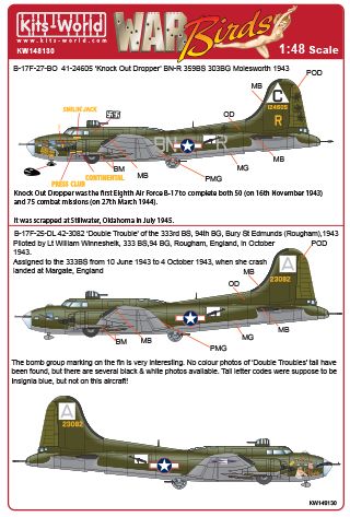 Kits-World KW148130 1:48 Boeing B-17F Flying Fortress