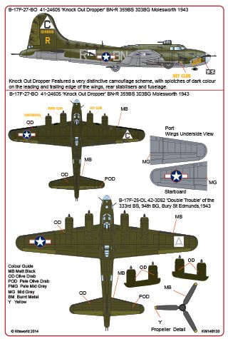 Kits-World KW148130 1:48 Boeing B-17F Flying Fortress