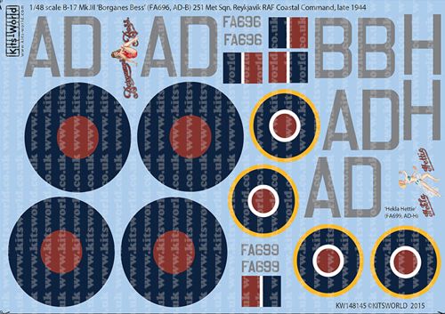Kits-World KW148145 1:48 Boeing B-17 Mk.III Flying Fortress