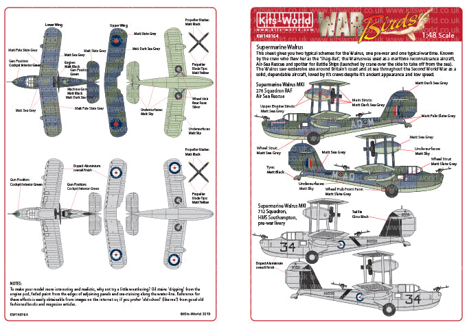 Kits-World KW148164 1:48 Supermarine Walrus