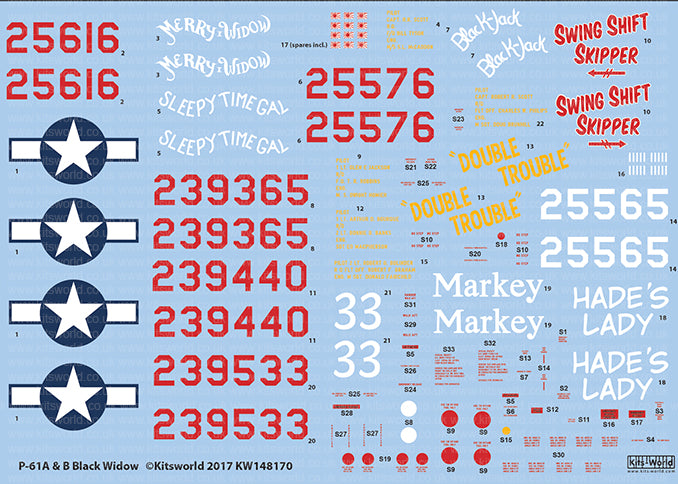 Kits-World KW148170 1:48 Northrop P-61A-10 Black Widow
