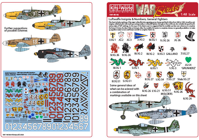 Kits-World KW148186 1:48 Luftwaffe Squadron Fighter Markings