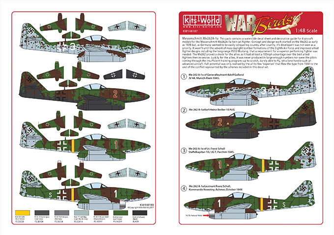 Kits-World KW148187 1:48 Messerschmitt Me-262 Schwalbe Specialists Set 2