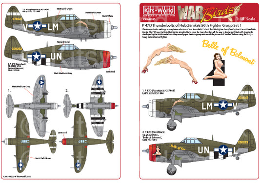 Kits-World KW148200 1:48 Republic Razorback P-47's of the 56th Fighter Group Set 1