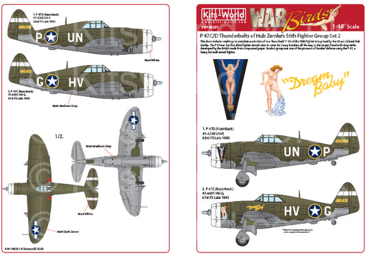 Kits-World KW148201 1:48 Republic Razorback P-47's of the 56th Fighter Group Set 2