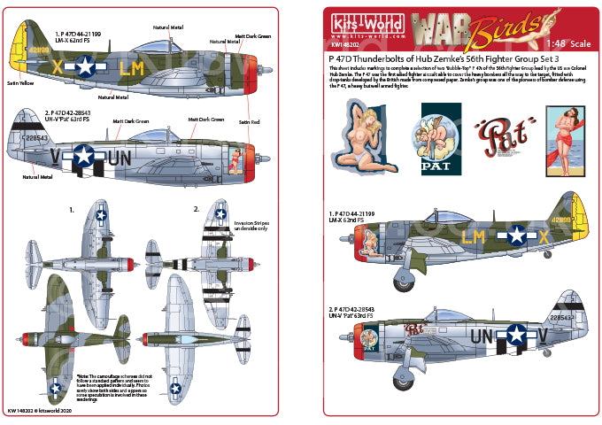 Kits-World KW148202 1:48 Republic Razorback P-47's of the 56th Fighter Group Set 3