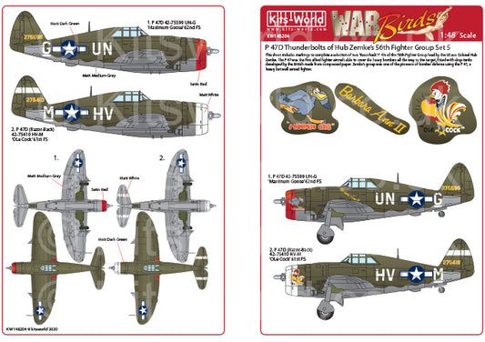 Kits-World KW148204 1:48 Republic Razorback P-47's of the 56th Fighter Group Set 5