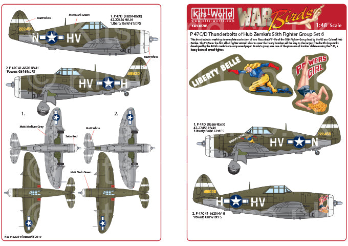 Kits-World KW148205 1:48 Republic Razorback P-47's of the 56th Fighter Group Set 6