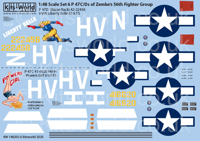 Kits-World KW148205 1:48 Republic Razorback P-47's of the 56th Fighter Group Set 6