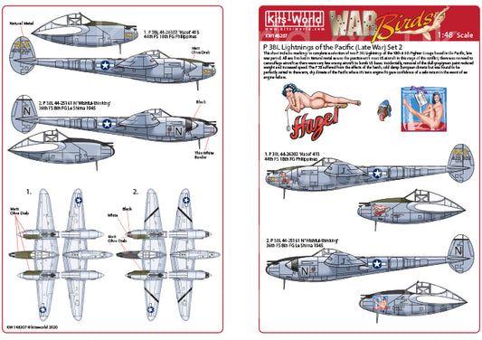 Kits-World KW148207 1:48 Lockheed P-38L Lightnings of the Pacific (Late War) Set 2