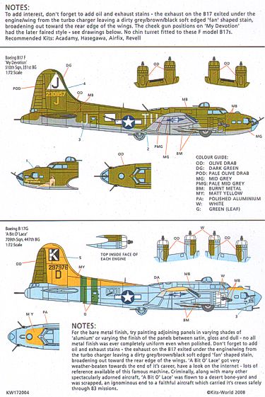 Kits-World KW172004 1:72 Boeing B-17F/B-17G Flying Fortress