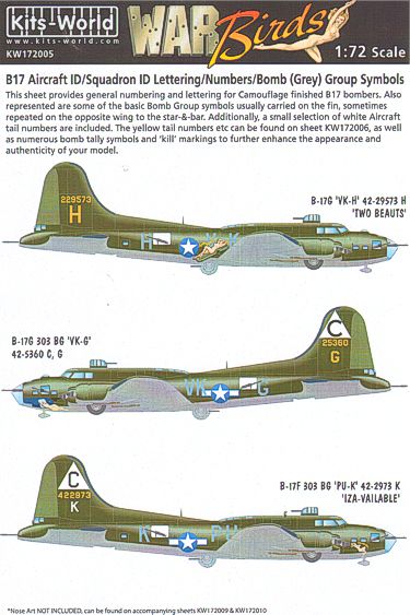 Kits-World KW172005 1:72 Boeing B-17F/G Flying Fortress Aircraft ID