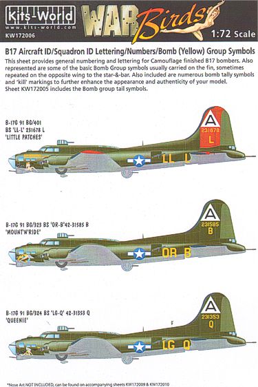 Kits-World KW172006 1:72 B-17F/G Flying Fortress Aircraft ID