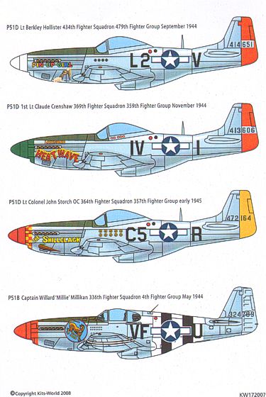 Kits-World KW172007 1:72 North-American P-51B/D Mustang Aircraft ID