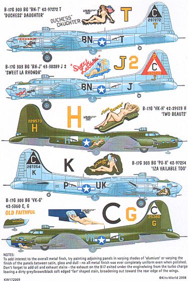 Kits-World KW172009 1:72 Boeing B-17F/G Flying Fortress 303rd BG Nose Art