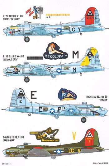 Kits-World KW172014 1:72 Boeing B-17G Flying Fortress Nose Art from the Mighty 8th